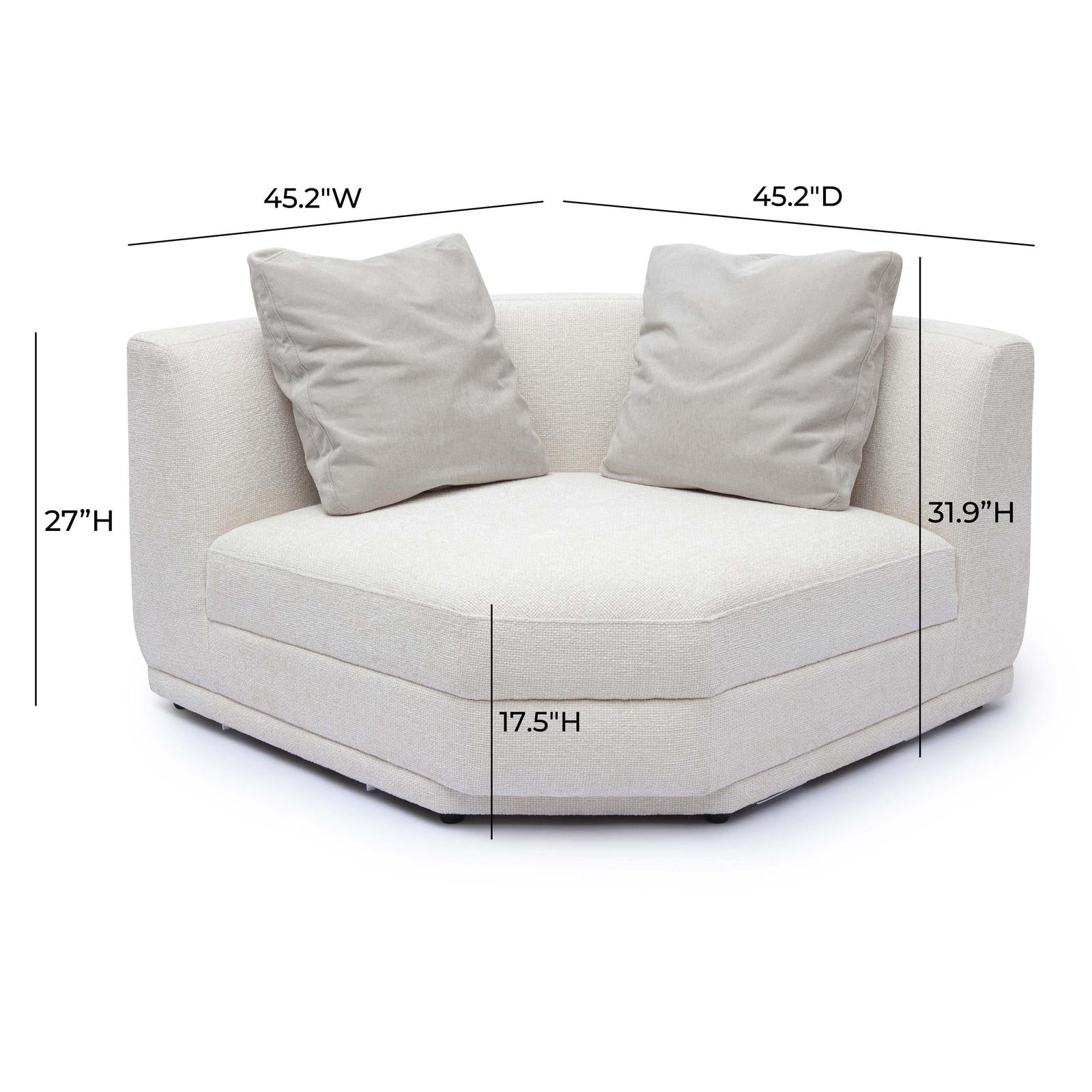 TOV Furniture Perry Cream Chenille Modular Chair