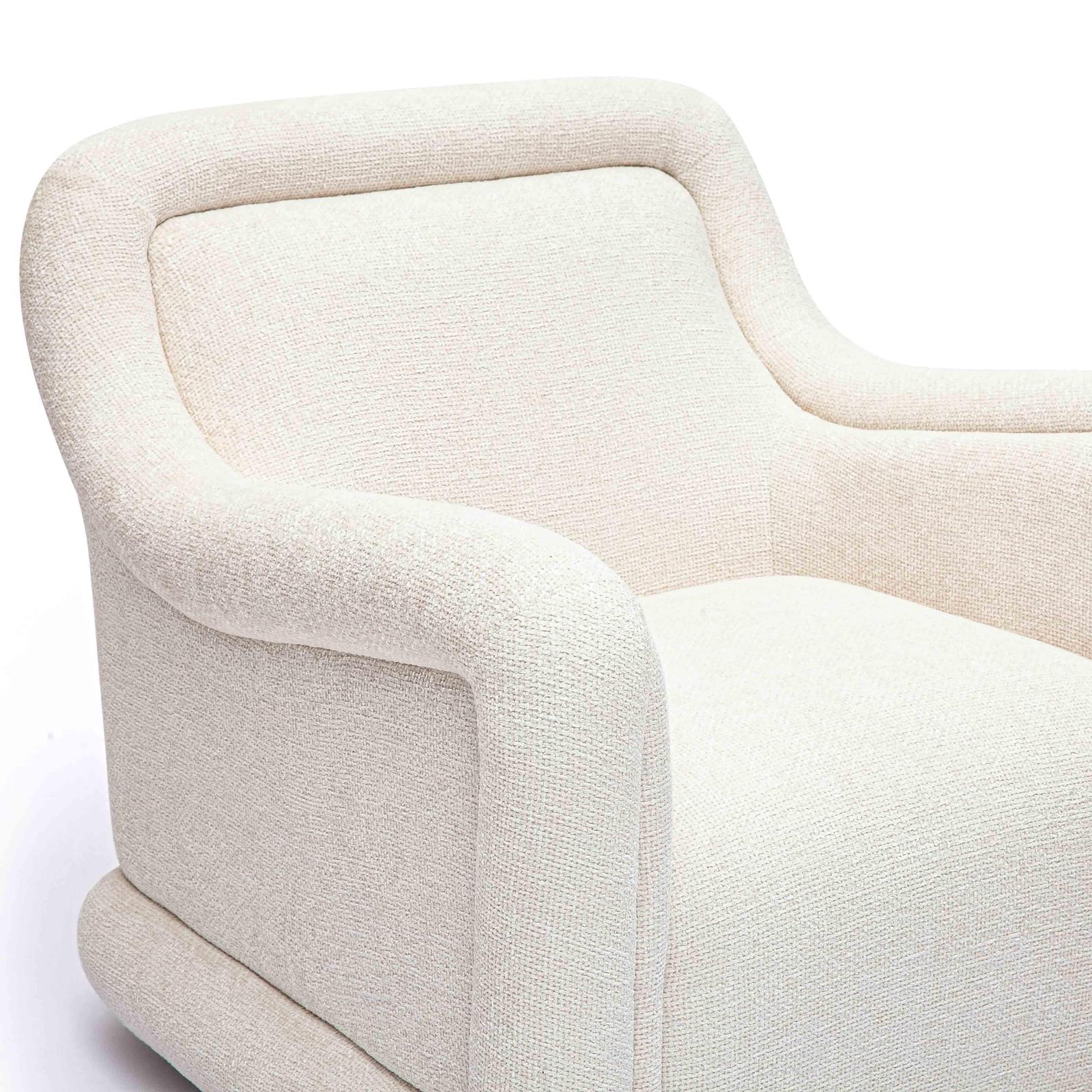 TOV Furniture Charli Cream Basketweave Chenille Swivel Chair