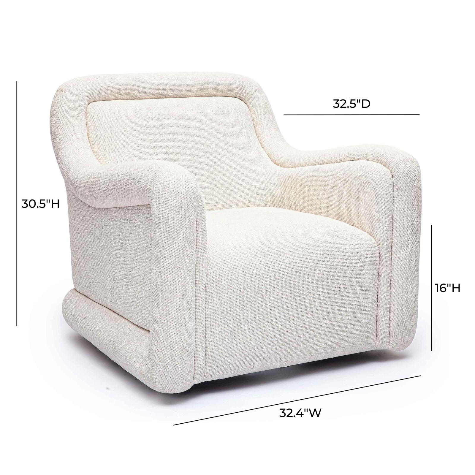 TOV Furniture Charli Cream Basketweave Chenille Swivel Chair