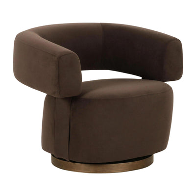 TOV Furniture River Chocolate Brown Performance Velvet Swivel Accent Chair