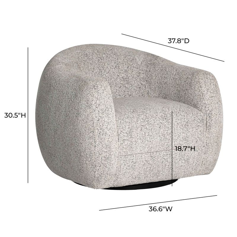 TOV Furniture Judy Black and White Woven Fabric Swivel Chair