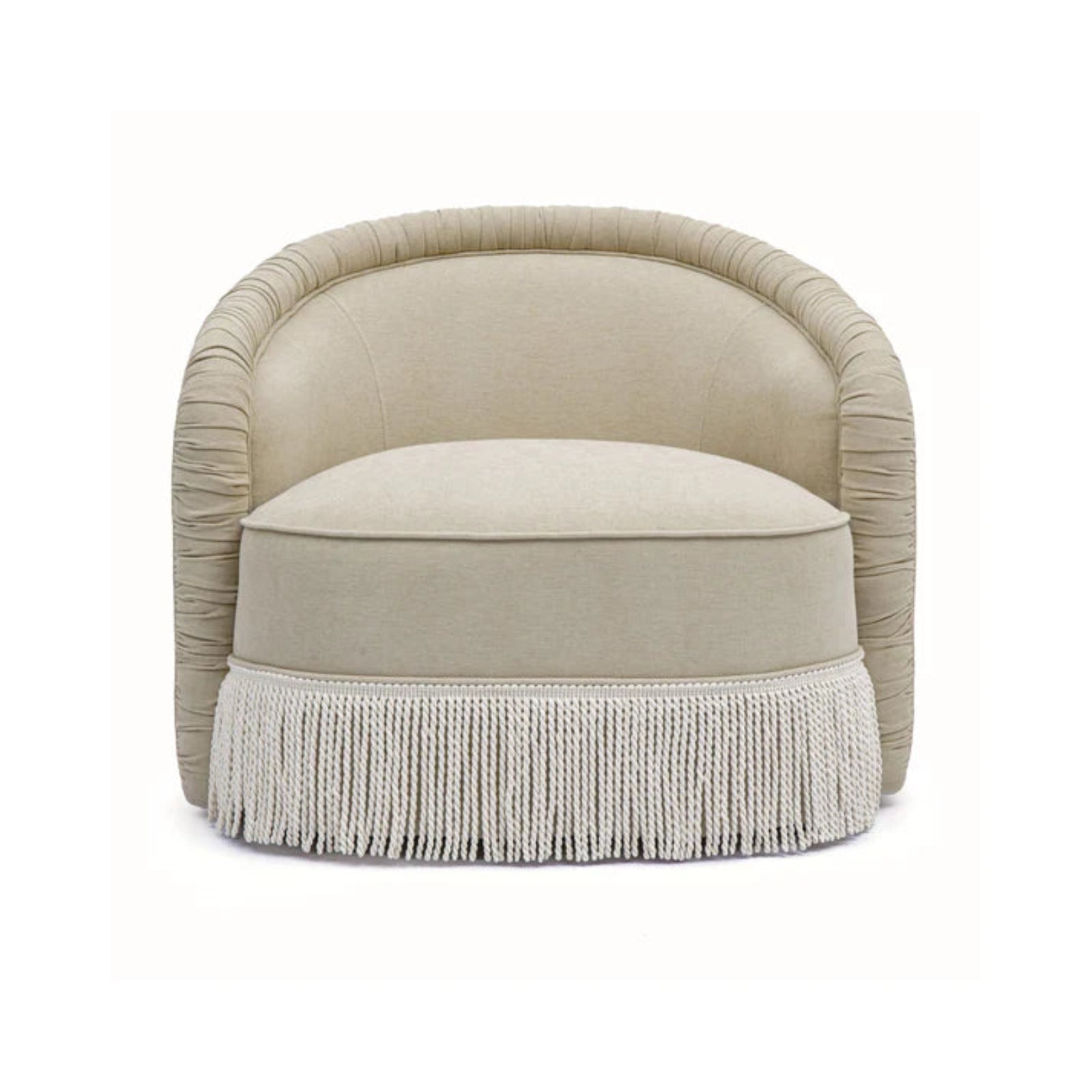 TOV Furniture Pamela Tan Performance Chenille Tasseled Lounge Accent Chair