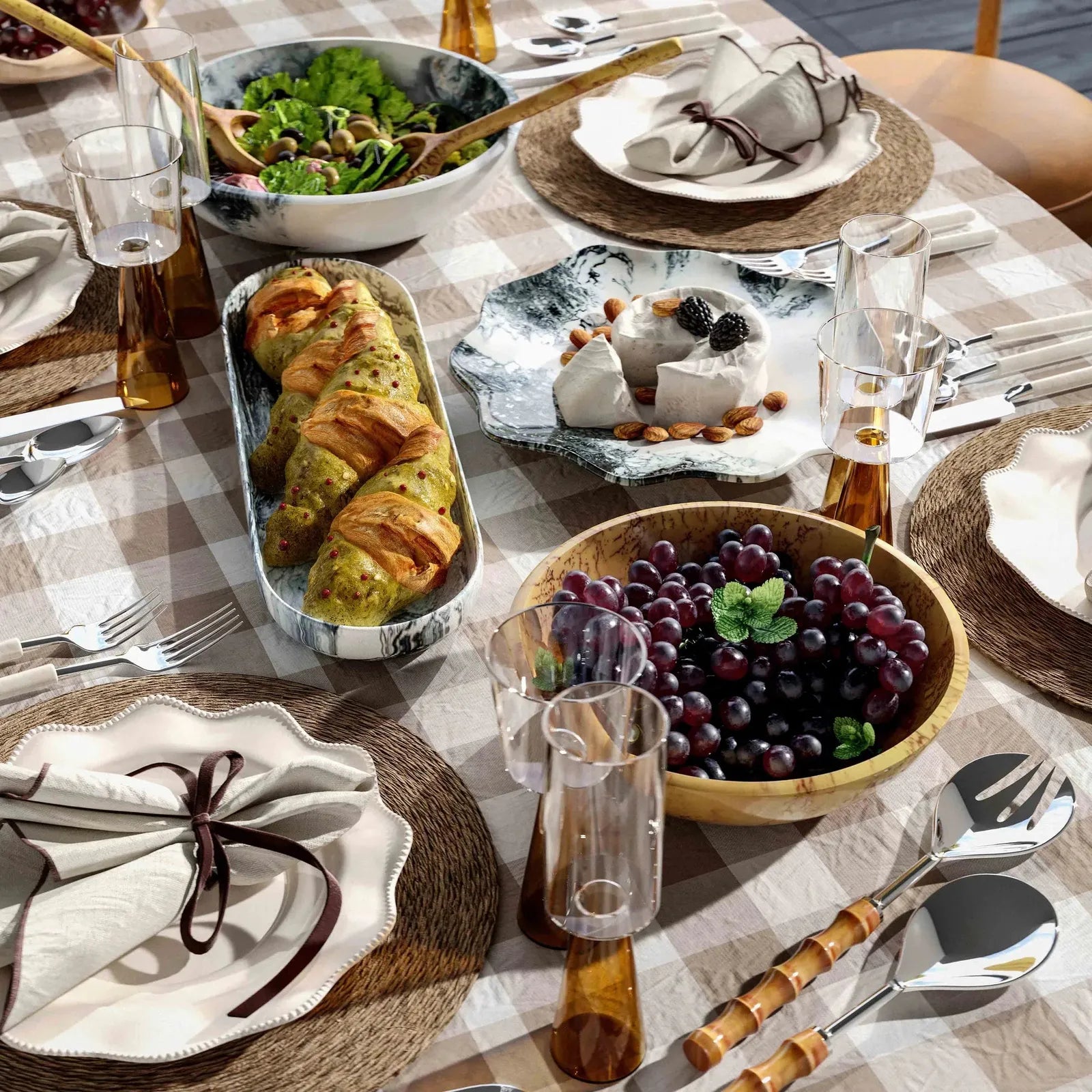TOV Furniture Mera Black & White Long Resin Serving Platter