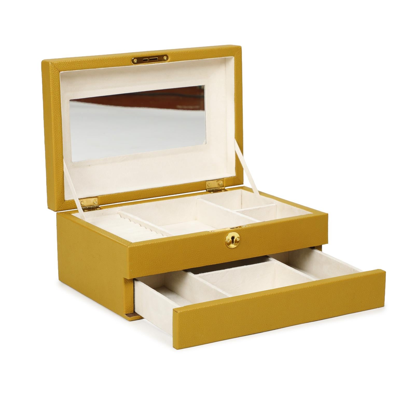 TOV Furniture Knox Mustard Yellow Vegan Leather Contract-Grade Jewelry Box
