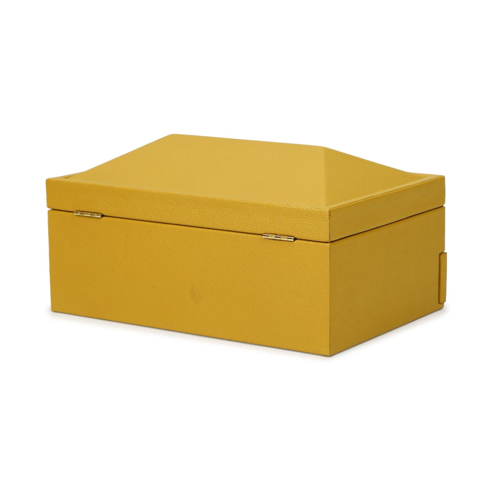 TOV Furniture Knox Mustard Yellow Vegan Leather Contract-Grade Jewelry Box