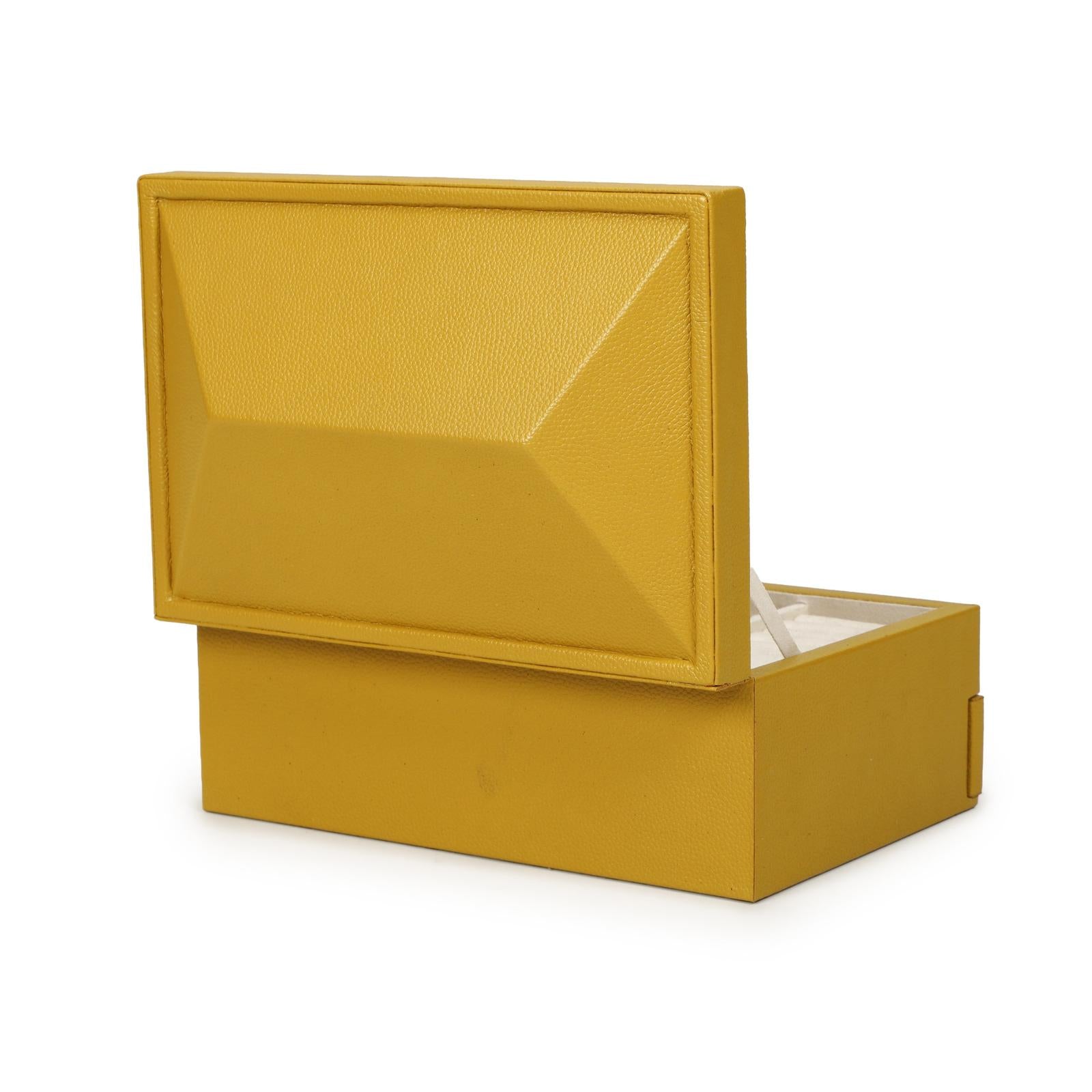 TOV Furniture Knox Mustard Yellow Vegan Leather Contract-Grade Jewelry Box