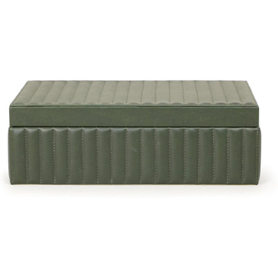 TOV Furniture Eton Ribbed Green Vegan Leather Contract-Grade Storage Box