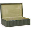 TOV Furniture Eton Ribbed Green Vegan Leather Contract-Grade Storage Box