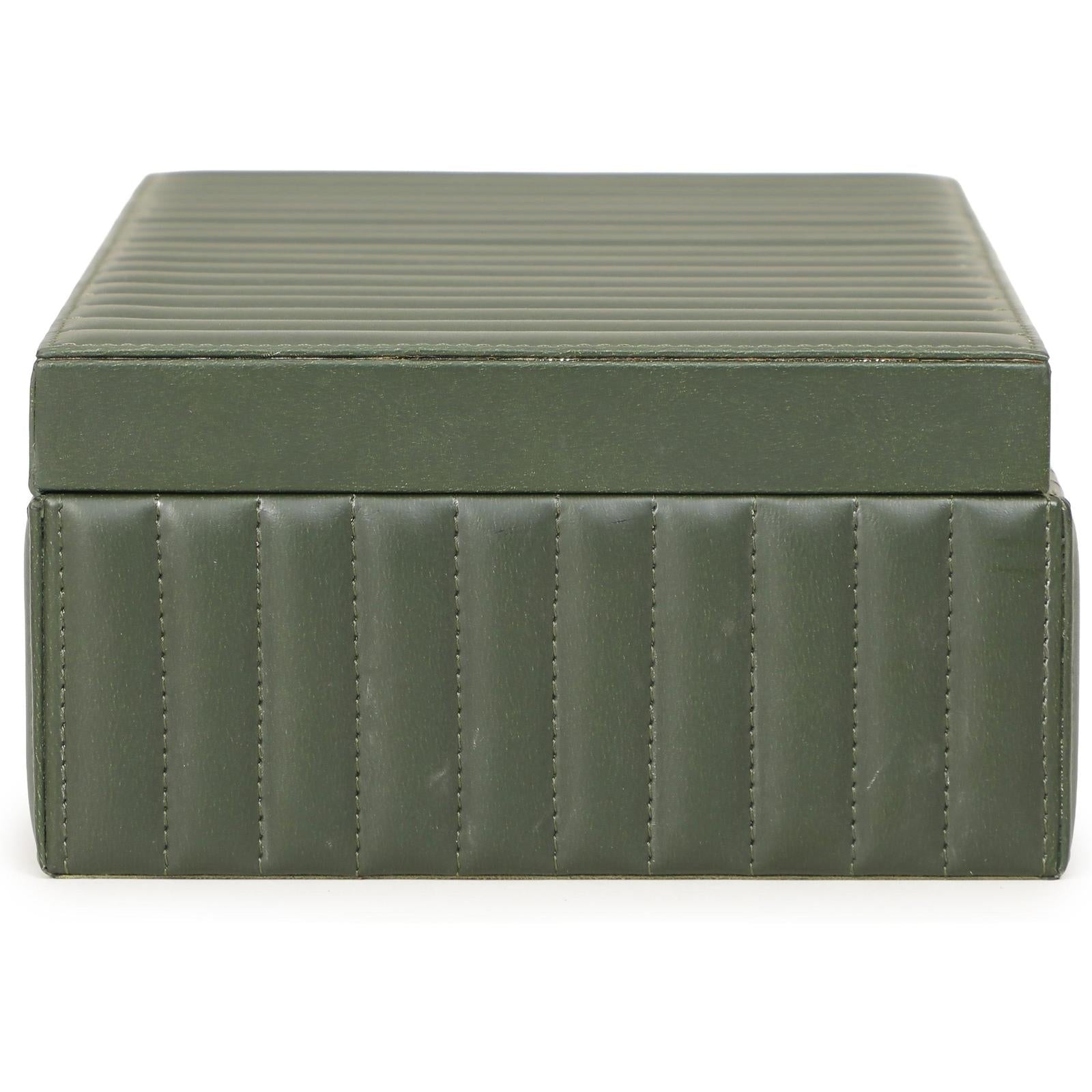 TOV Furniture Eton Ribbed Green Vegan Leather Contract-Grade Storage Box