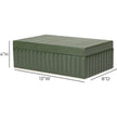 TOV Furniture Eton Ribbed Green Vegan Leather Contract-Grade Storage Box