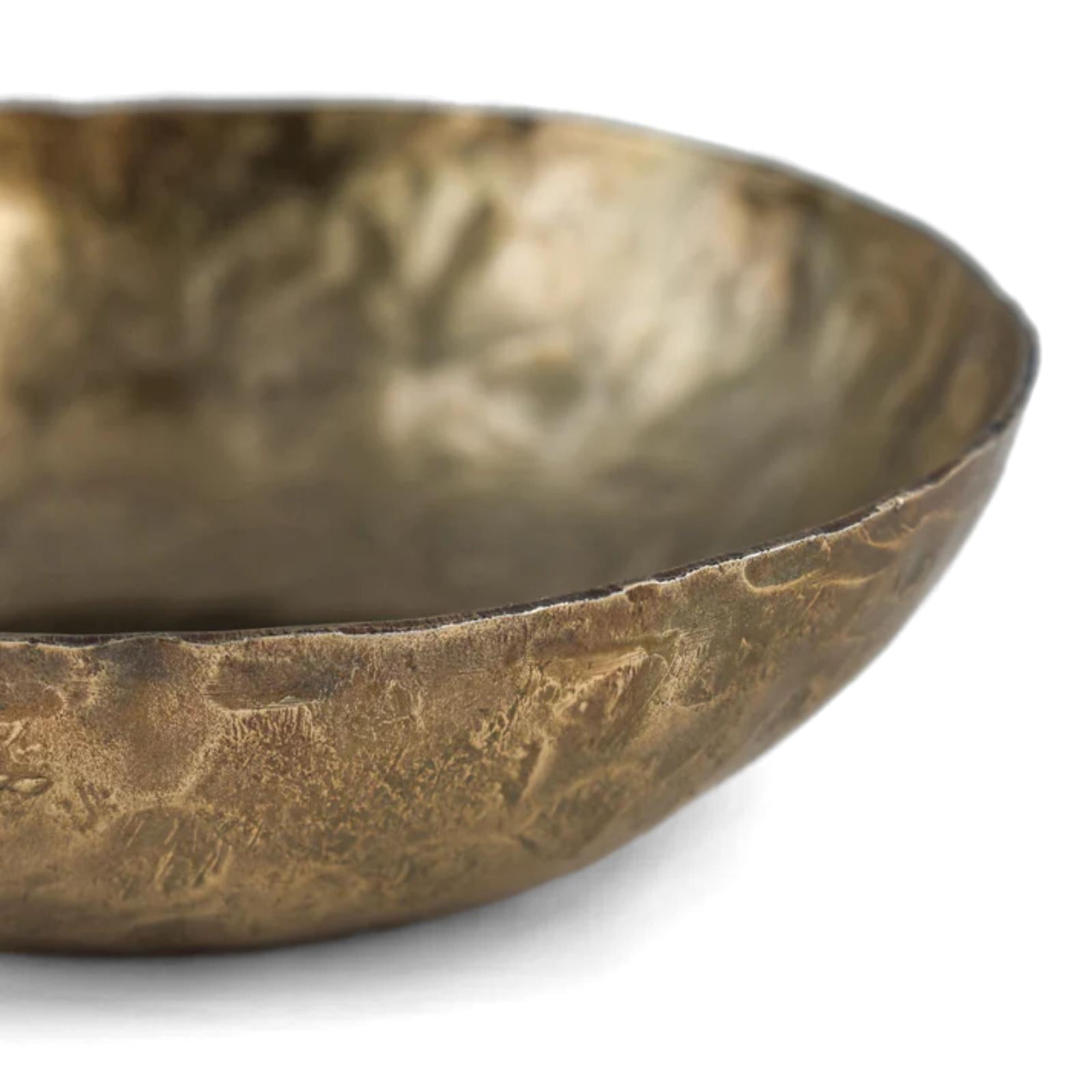 TOV Furniture Shah Antique Brass Hammered Iron Catchall Round Bowls - Set of 3