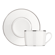 Christofle Albi Porcelain Tea/Coffee Cup And Saucer Platinum