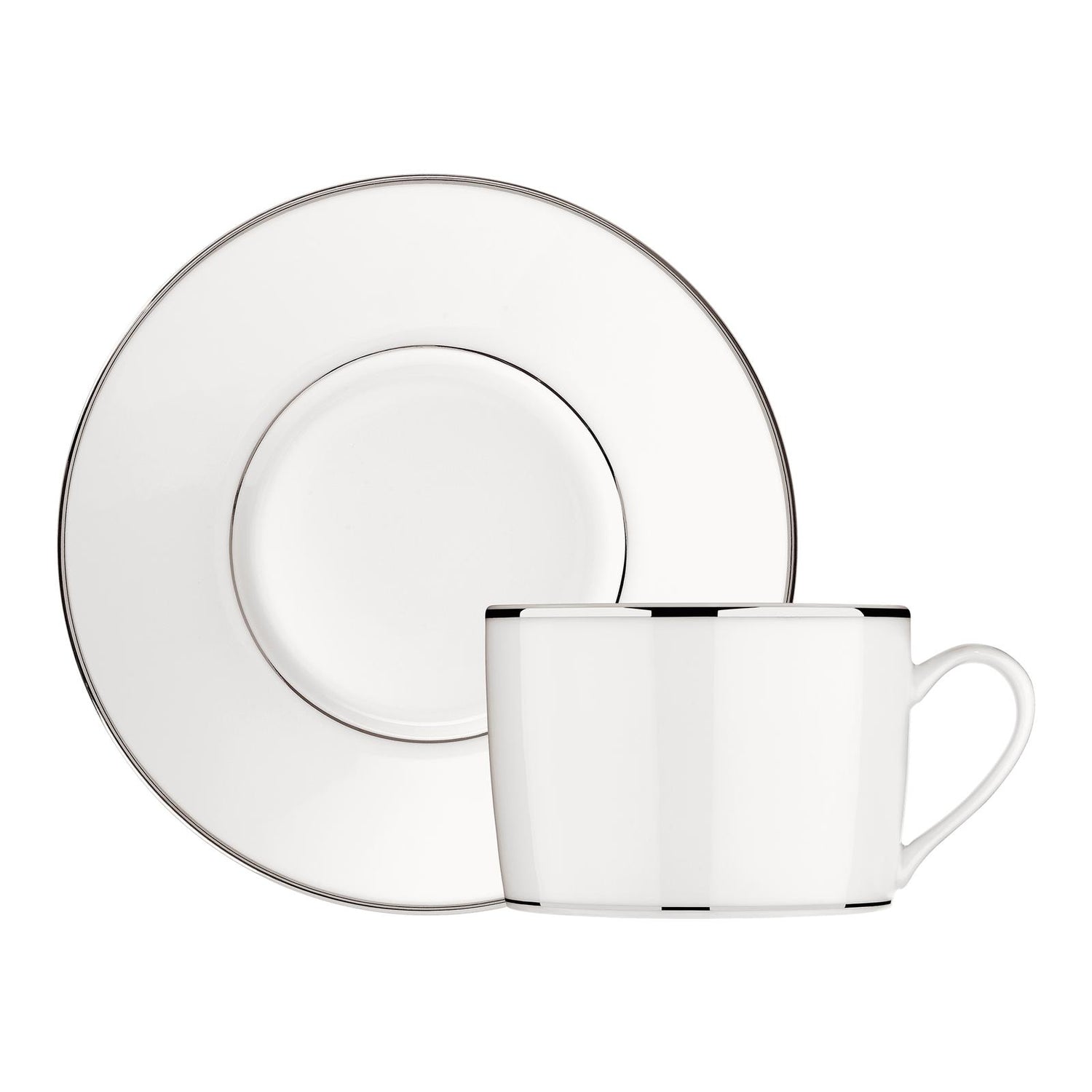 Christofle Albi Porcelain Tea/Coffee Cup And Saucer Platinum