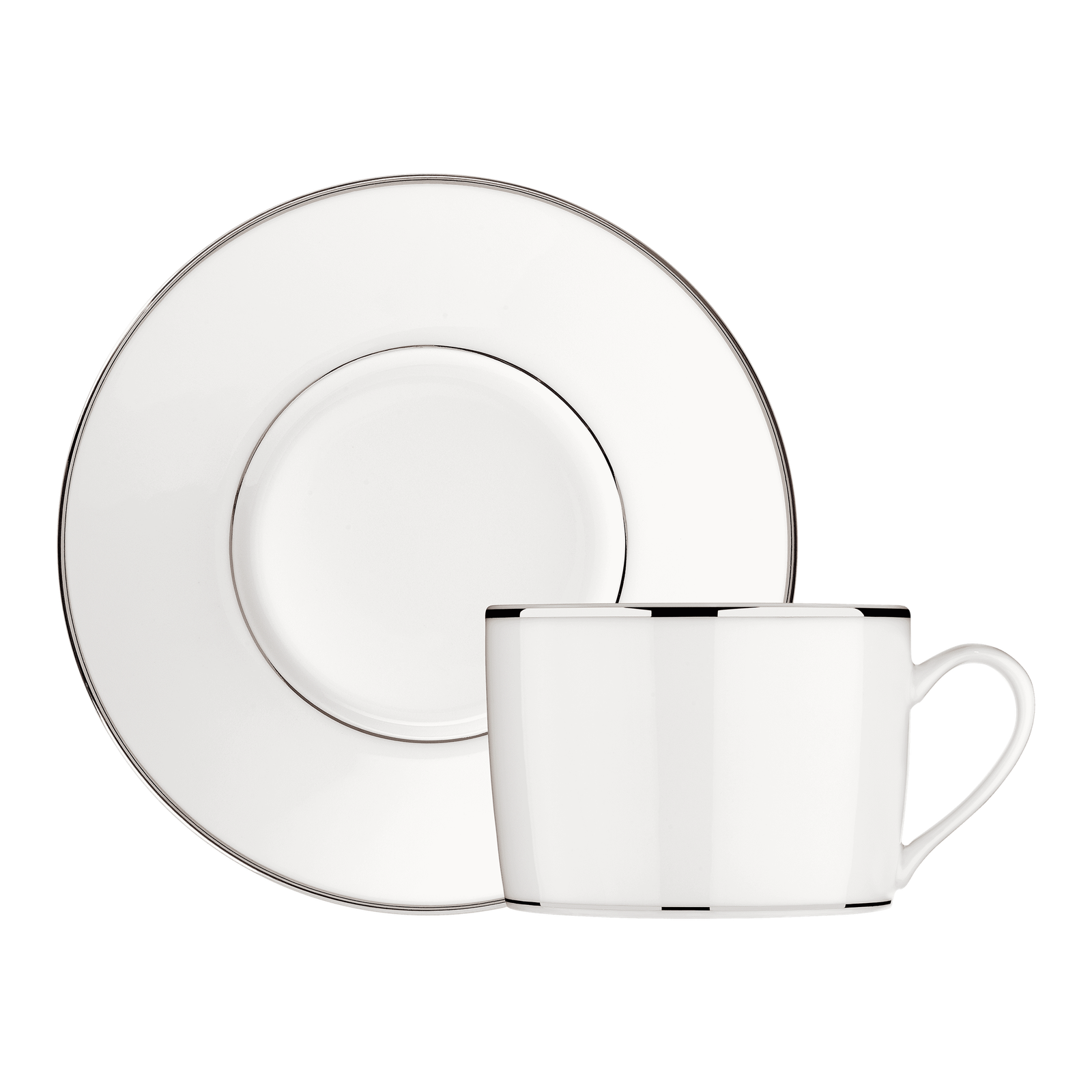 Christofle Albi Porcelain Tea/Coffee Cup And Saucer Platinum