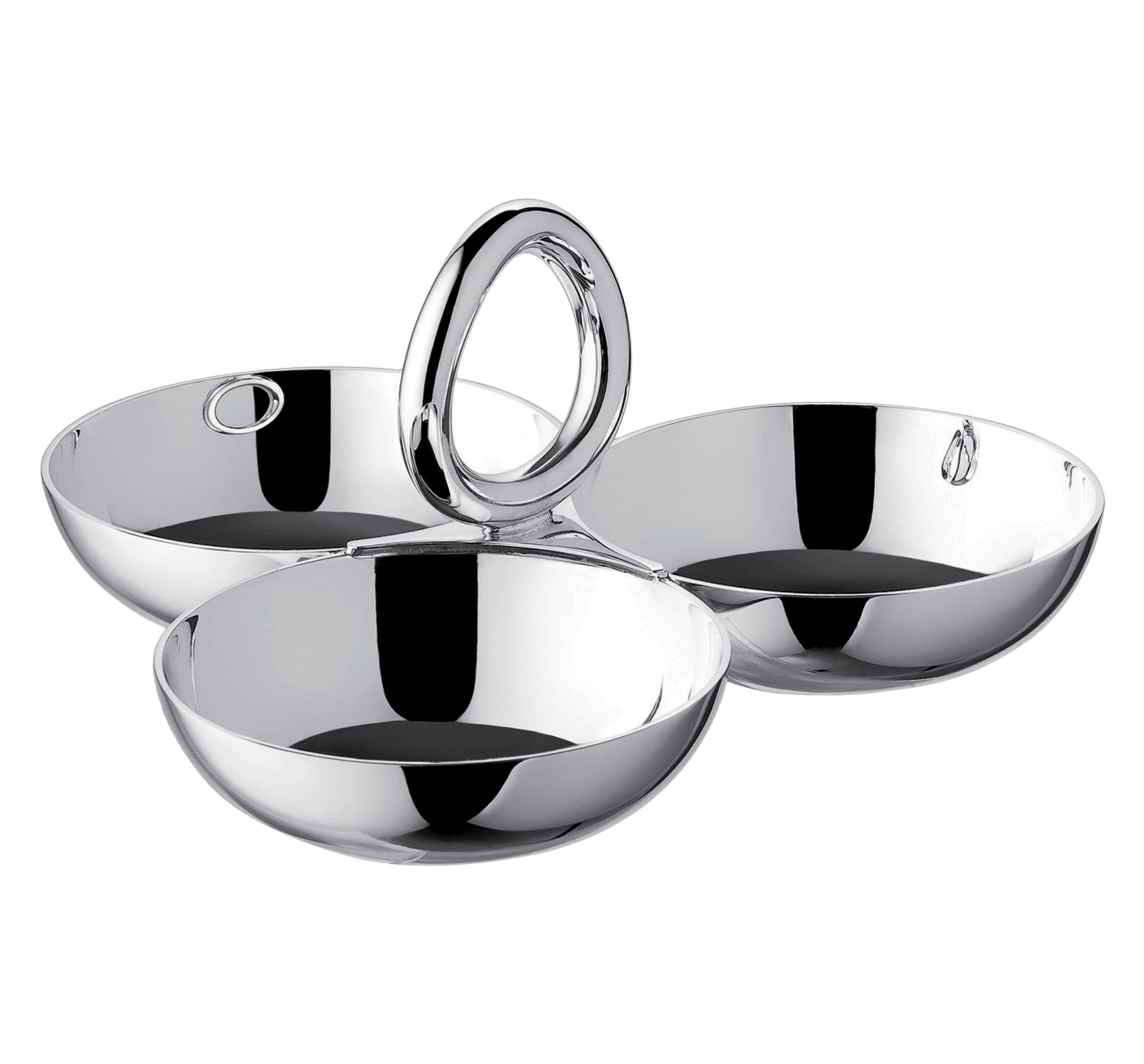 Christofle Vertigo Silver-Plated 3-Bowl Snack Dish