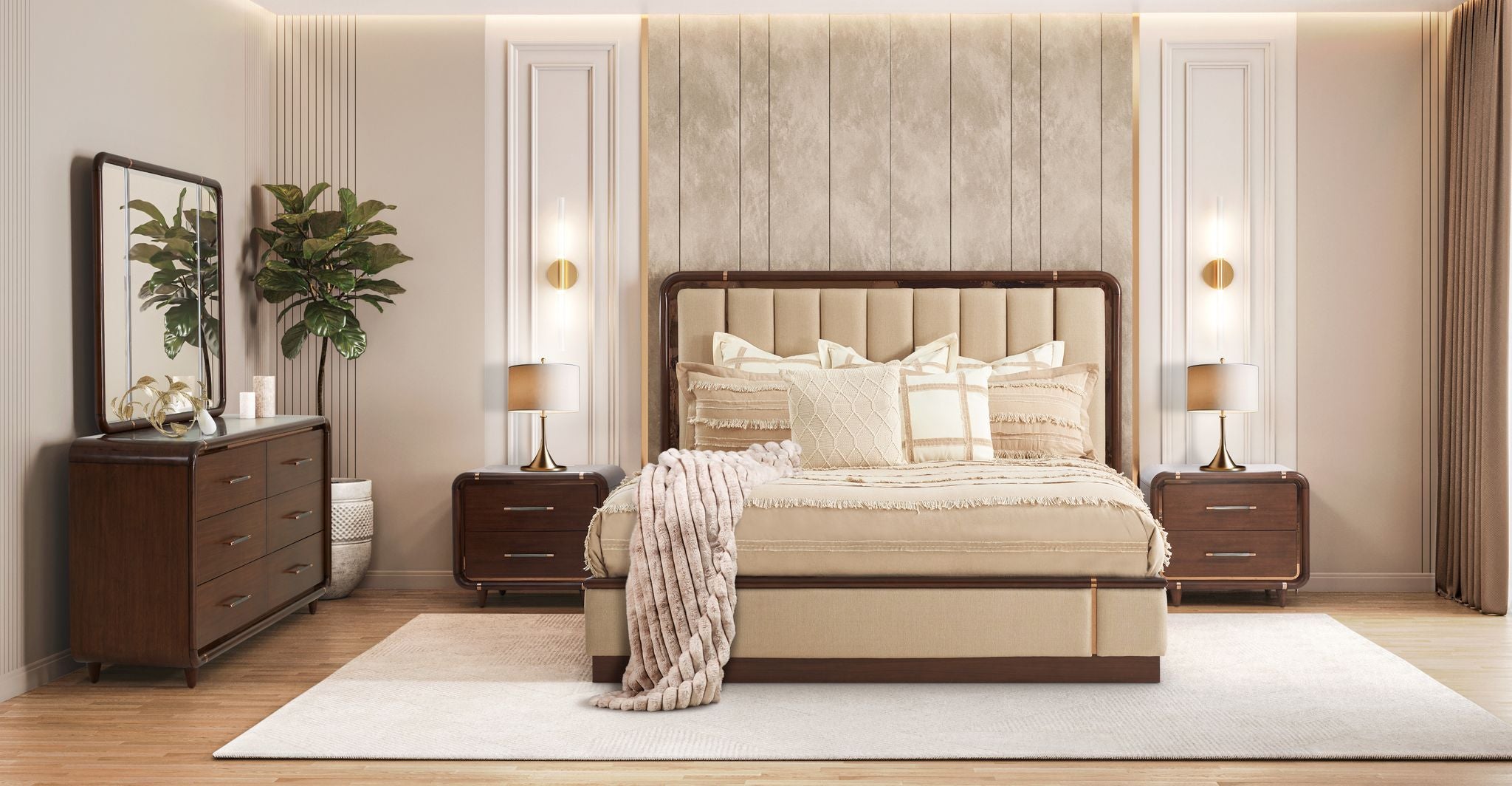 Michael Amini Mason Park Platform Bed with Lift Mechanism - Umber
