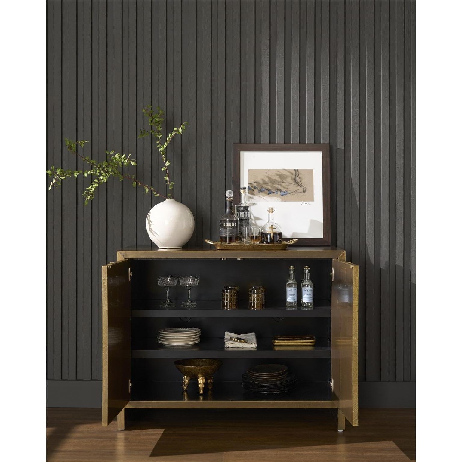 Universal Modern Sable & Desert Origami Hall Chest