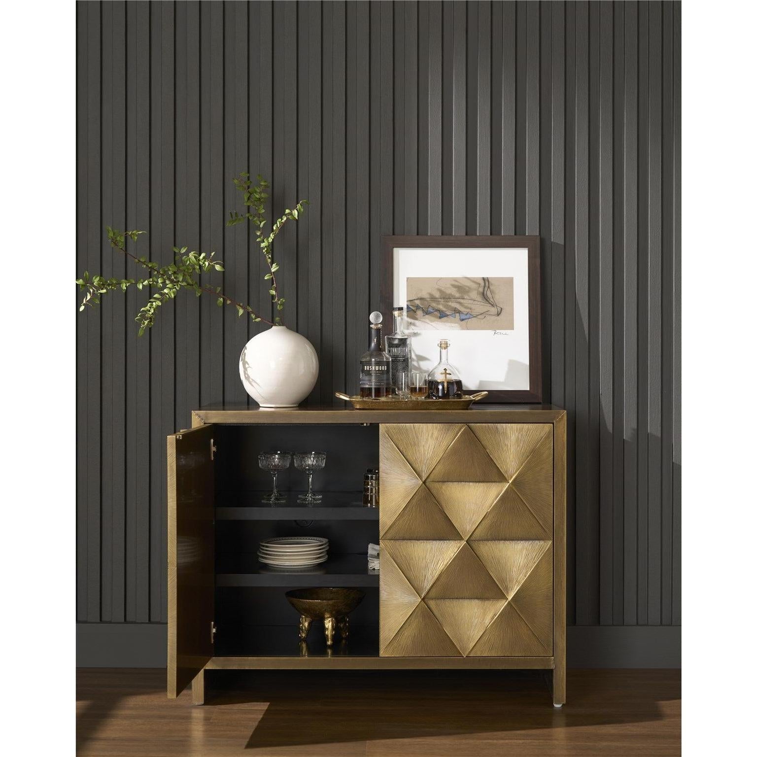 Universal Modern Sable & Desert Origami Hall Chest