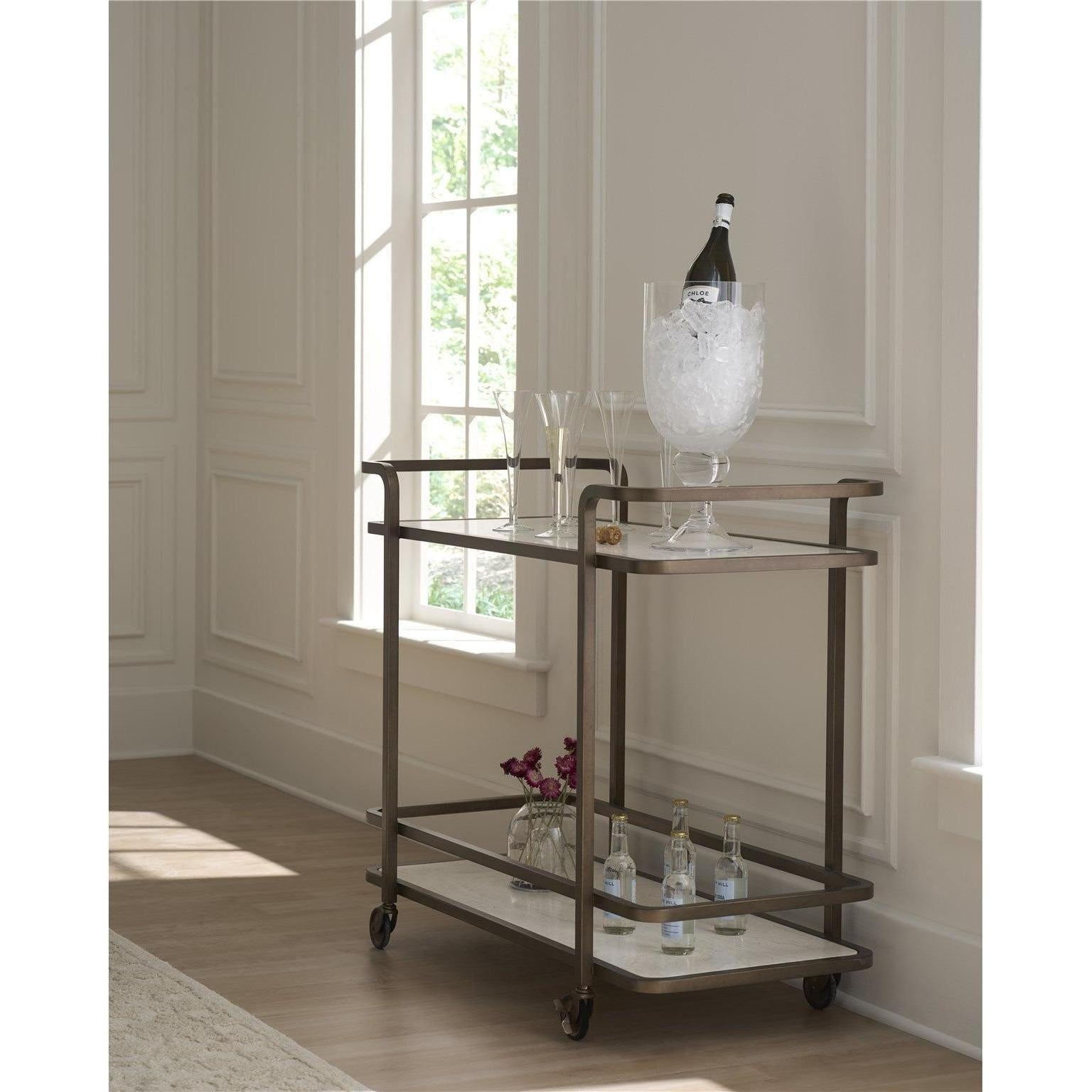 Universal Modern Sable & Desert Aged Gold Bar Cart