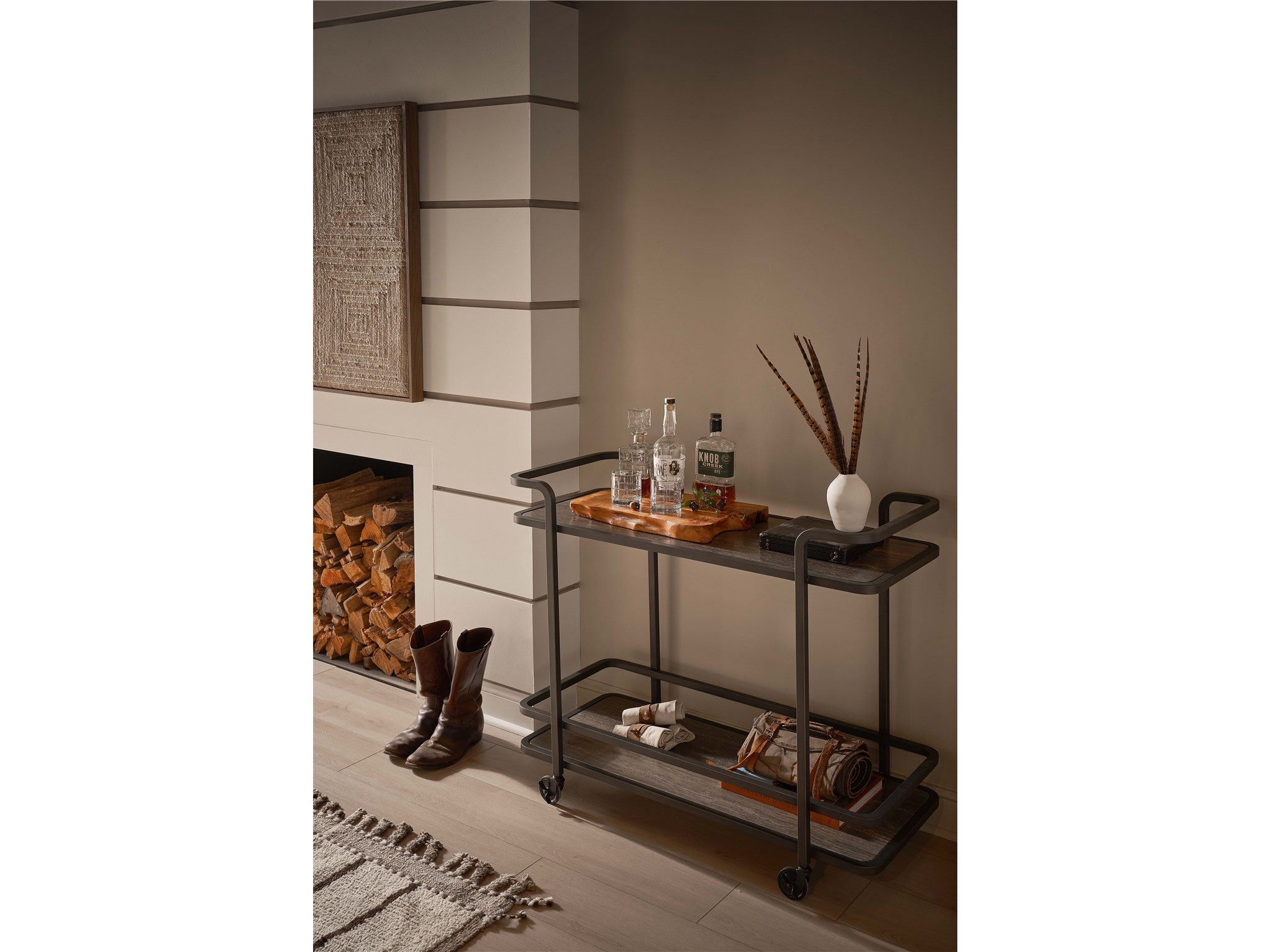 Universal Furniture Modern Smoked Bronze Bar Cart Clearance