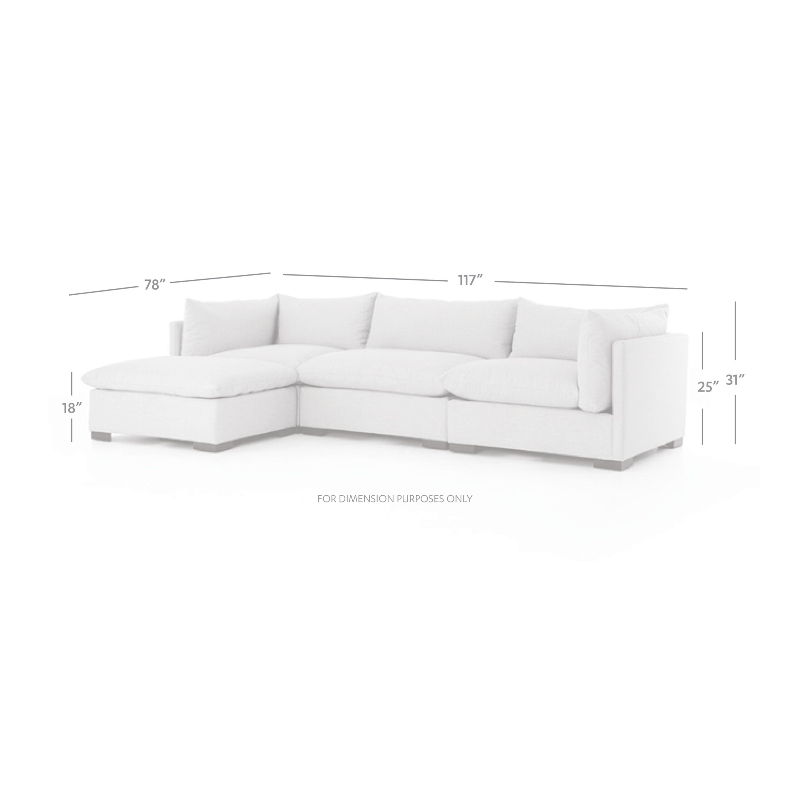 Four Hands Westwood 3 PC Sectional with Ottoman