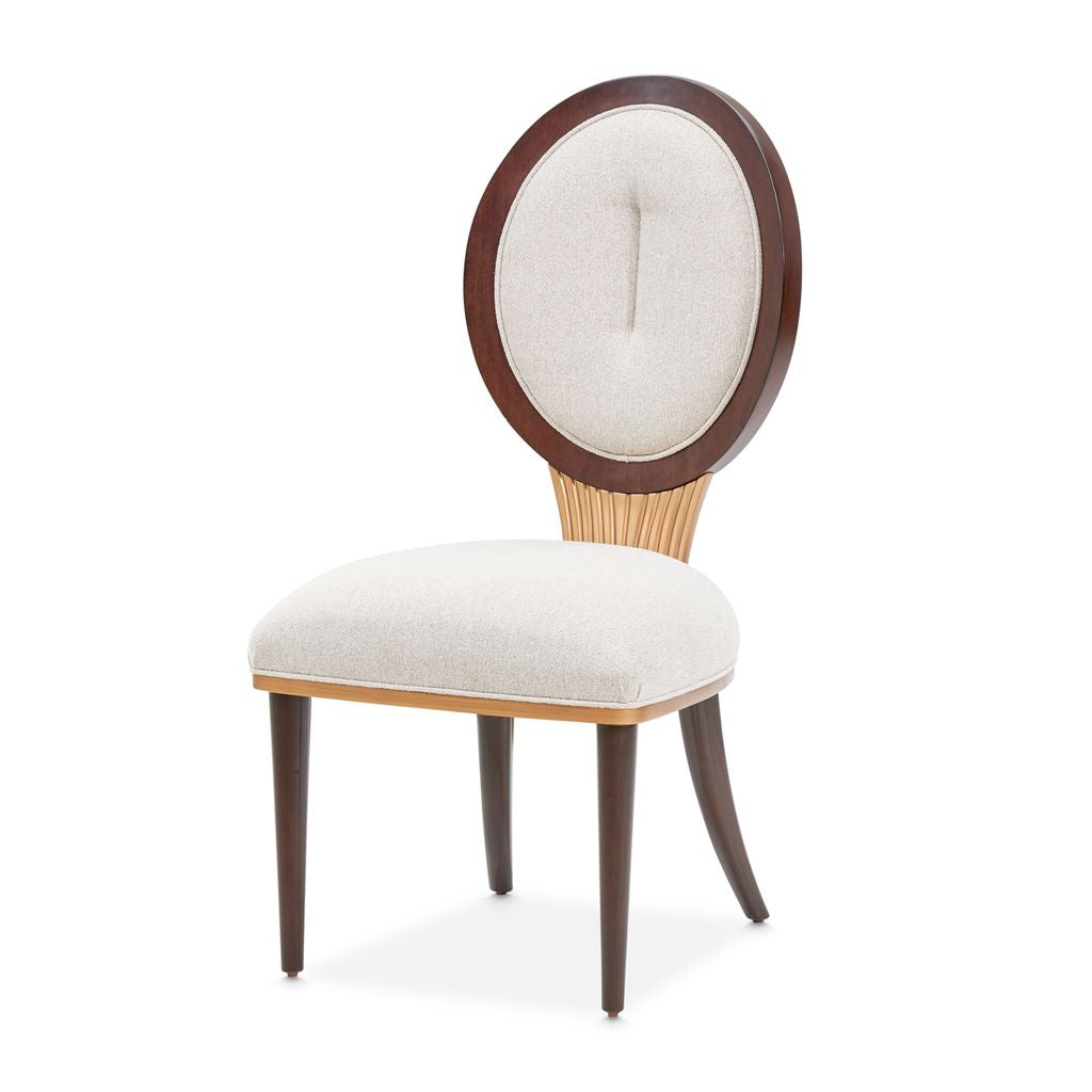 Michael Amini Camellia Field Linen/Warm Pecan Dining Side Chair - Set of 2
