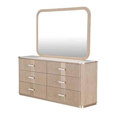 Michael Amini West Kensington Dresser & Wall Mirror - Sea Salt Caramel