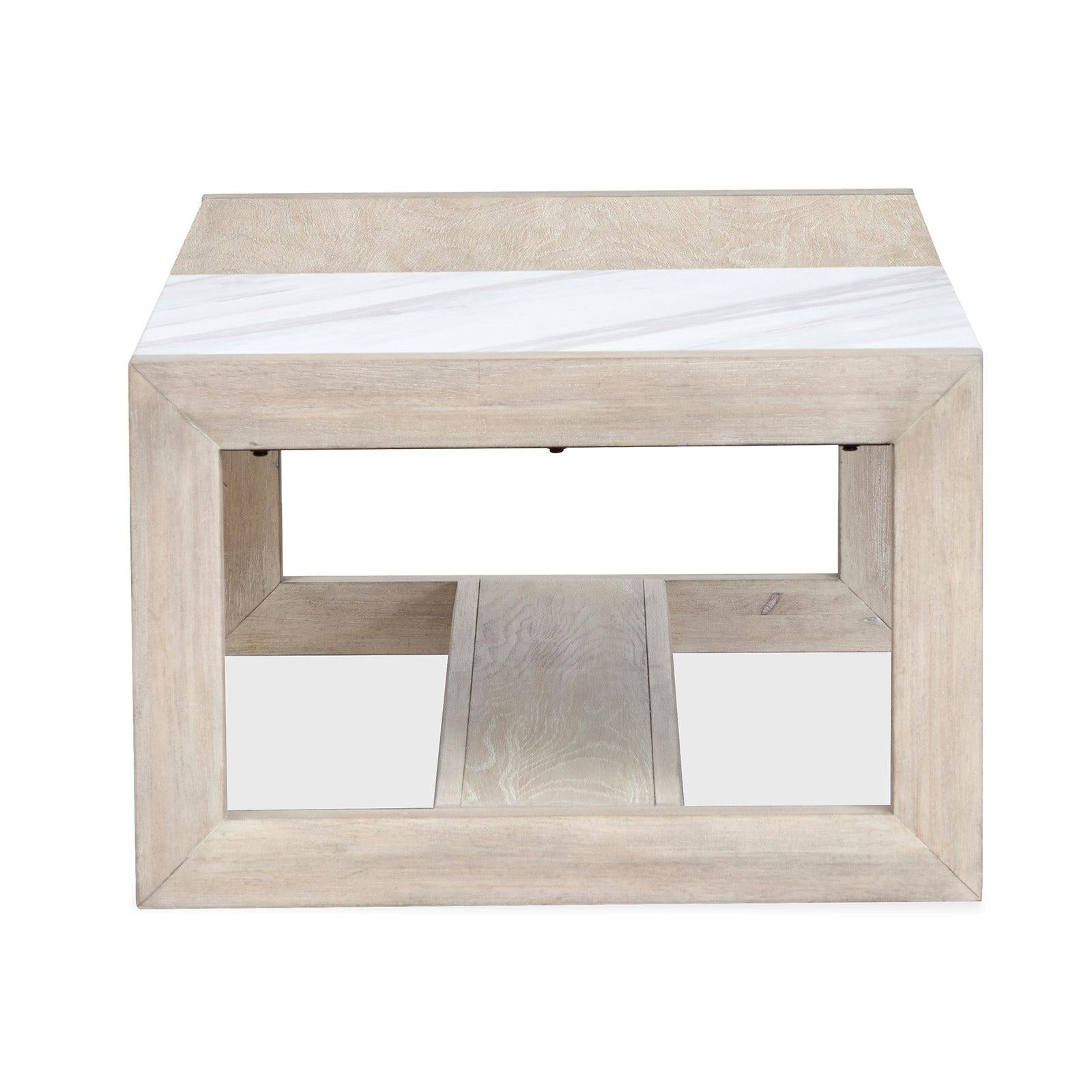 Magnussen Home Preston Gallery Buff And Antique Silver Rectangular Cocktail Table