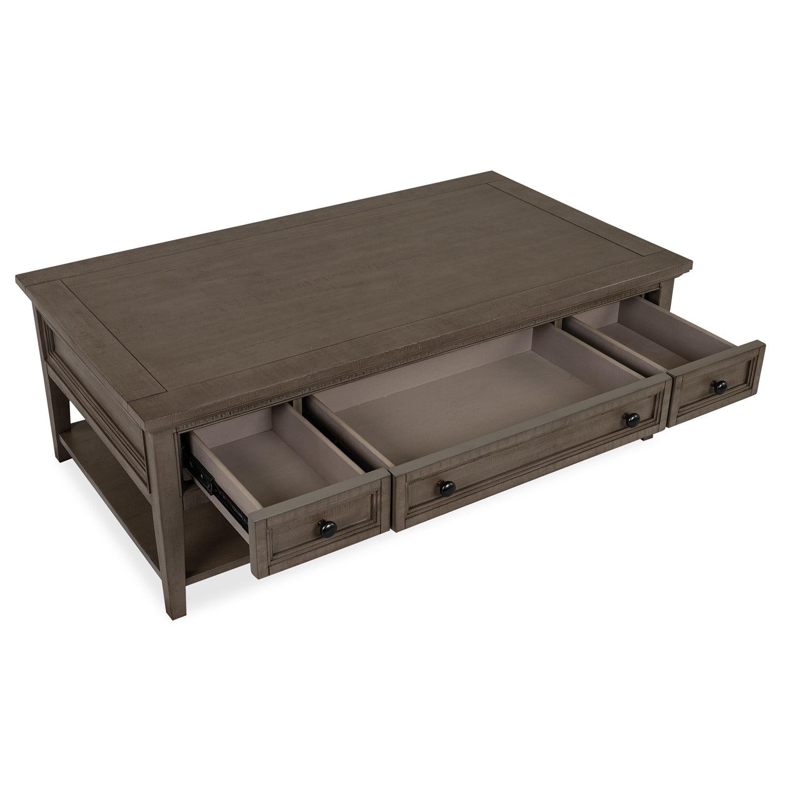 Magnussen Home Paxton Place Dovetail Grey Rectangular Cocktail Table With Casters