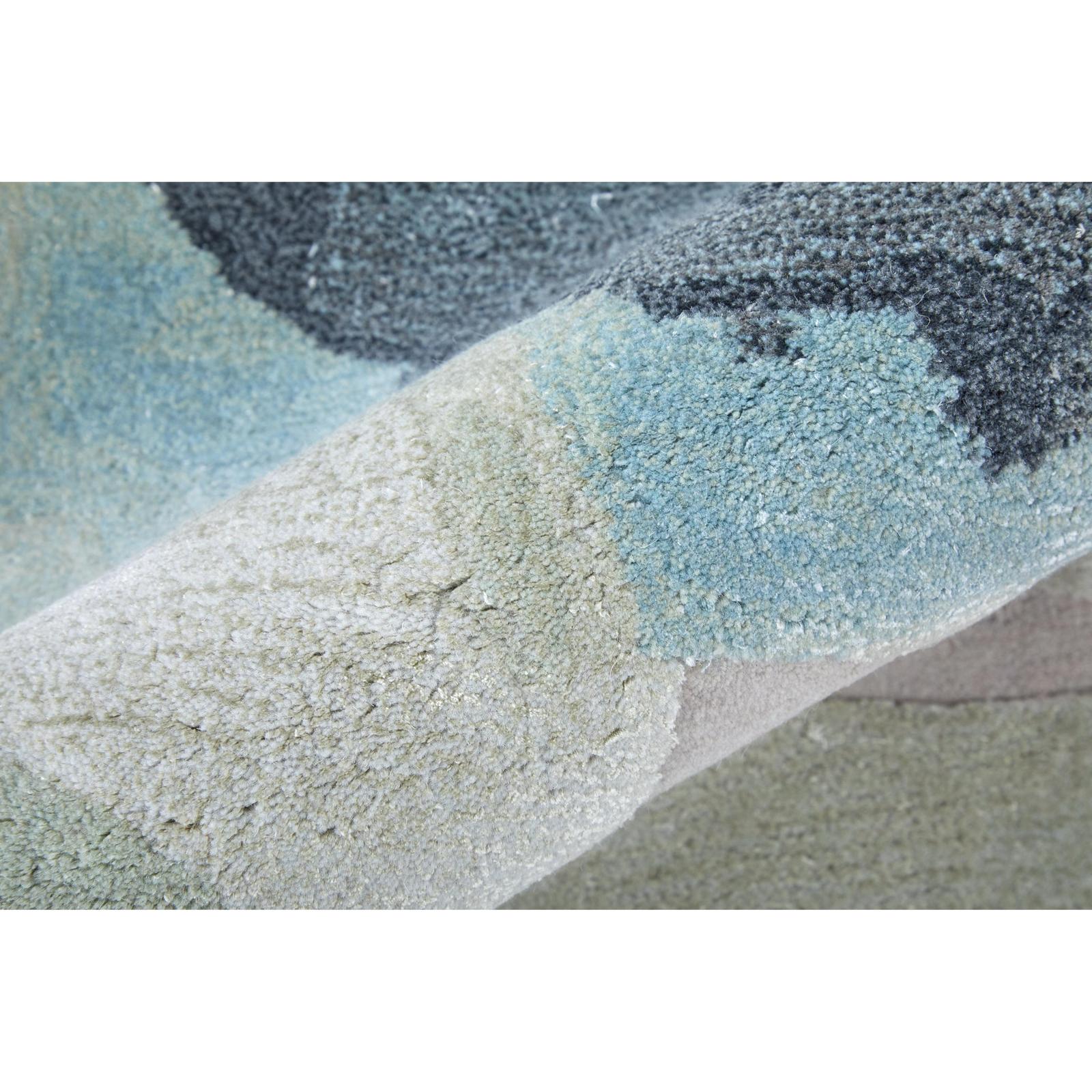 Feizy Kawai 8986F Modern Abstract Rug in Green/Blue/Ivory
