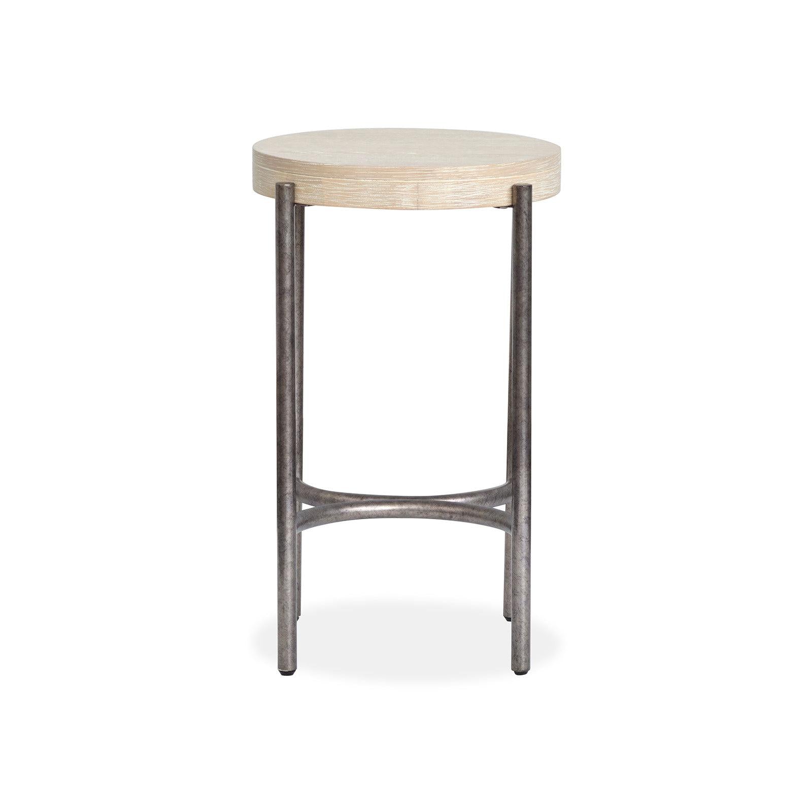 Magnussen Home Jennings Edgecomb Grey And Weathered Antique Nickel Round Accent Table