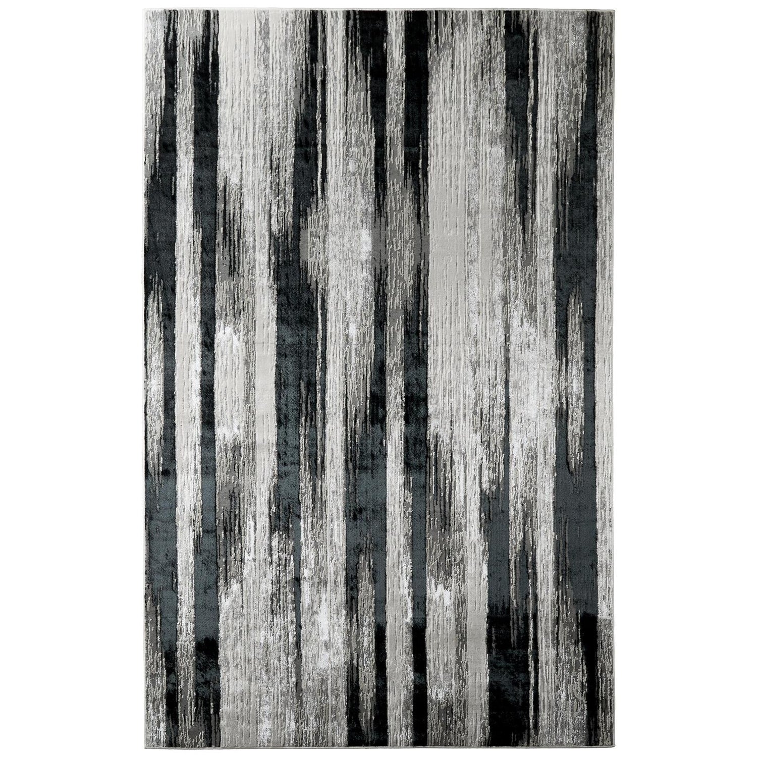 Feizy Micah 3338F Modern Abstract Rug in Black/Silver/Gray