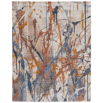 Feizy Gilmore 39MPF Modern Watercolor in Blue/Orange/Gray