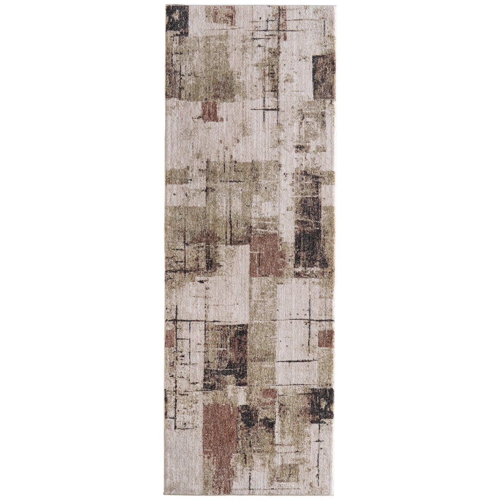 Feizy Pearson 39STF Modern Abstract, Ivory/Green/Brown, Rug