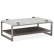 Magnussen Home Paradox Pearl White And Roasted Almond And Brushed Platinum Rectangular Cocktail Table