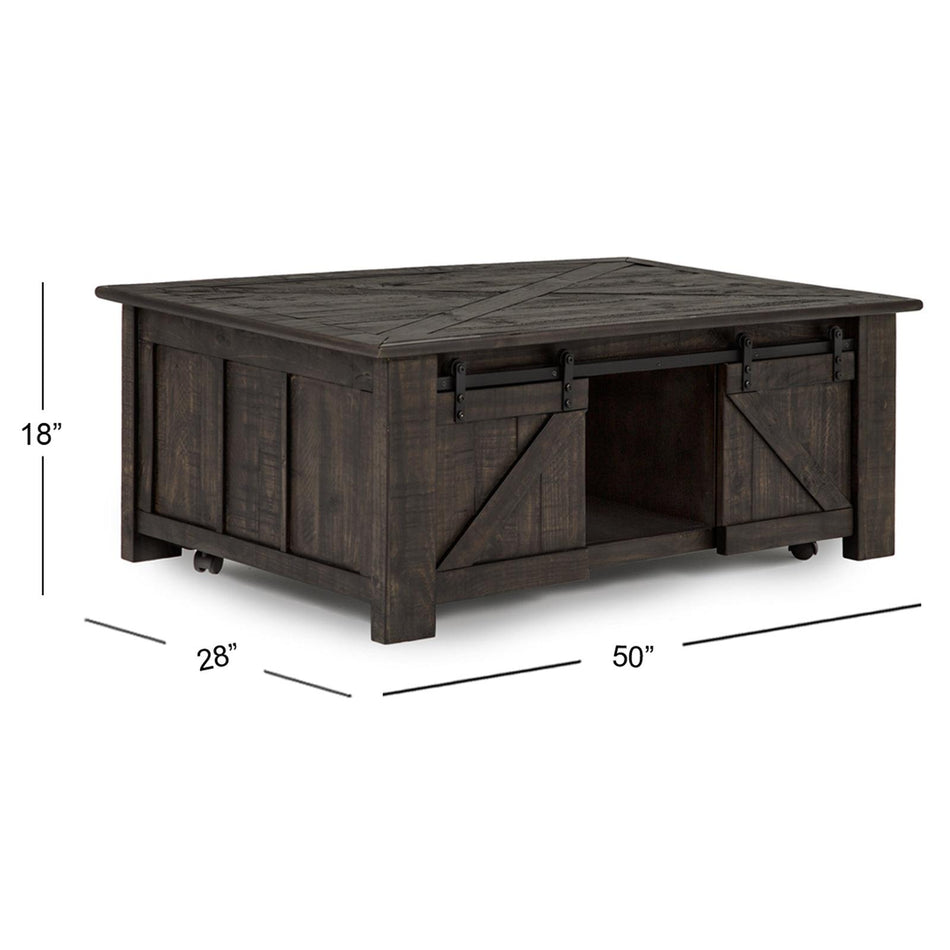 Magnussen Home Garrett Weathered Charcoal Rectangular Lift Top Cocktail Table With Casters