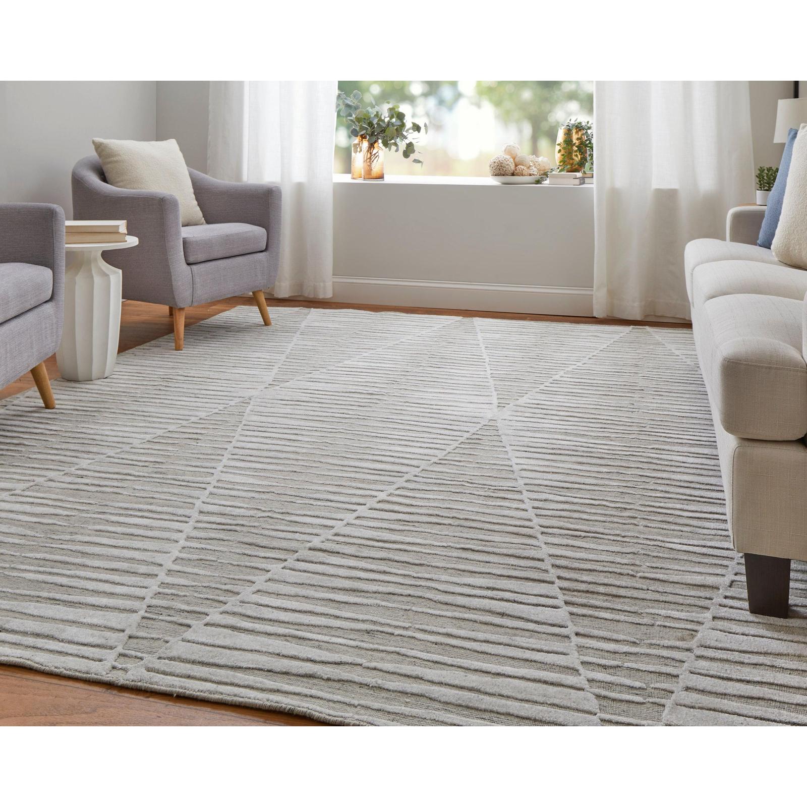 Feizy Elias 69FVF Modern Geometric Rug in Ivory/Tan