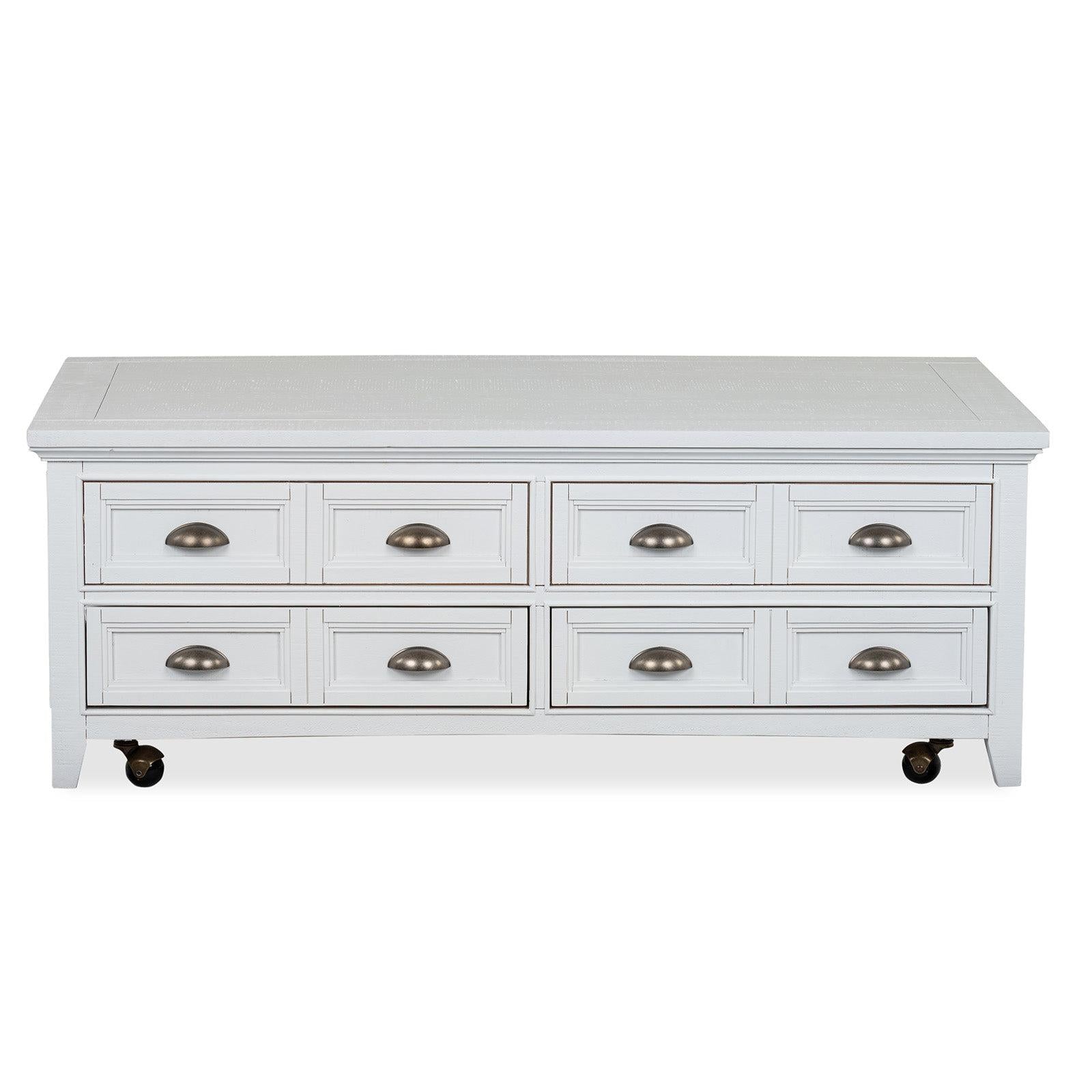 Magnussen Home Heron Cove Chalk White Lift Top Storage Cocktail Table With Casters