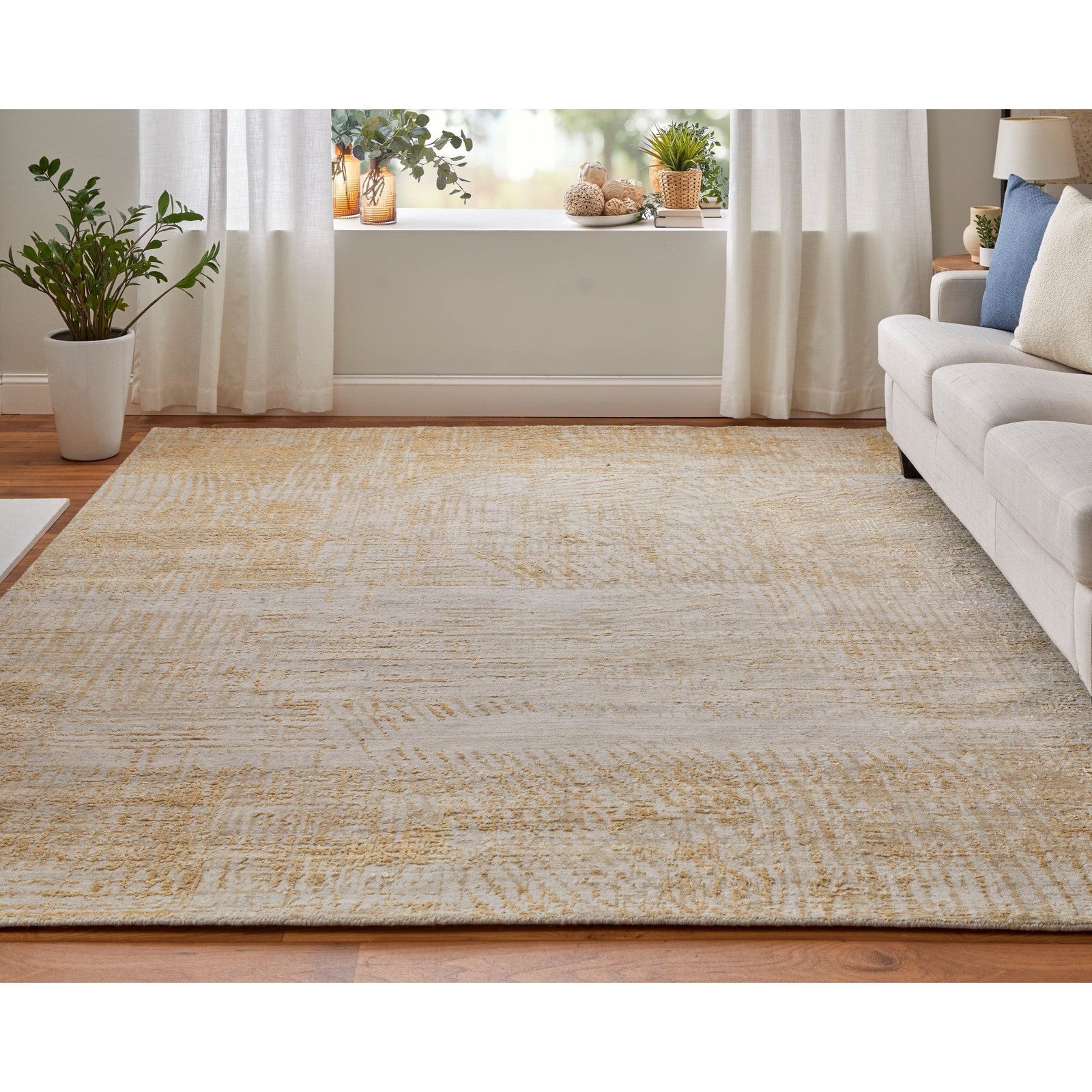Feizy Eastfield 69FRF Modern Abstract in Yellow/Ivory/Gold