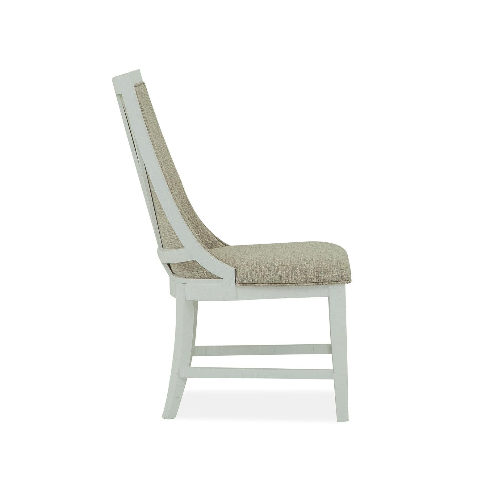 Magnussen Home Heron Cove Chalk White And Dovetail Grey Upholstered Host Chair Set of 2