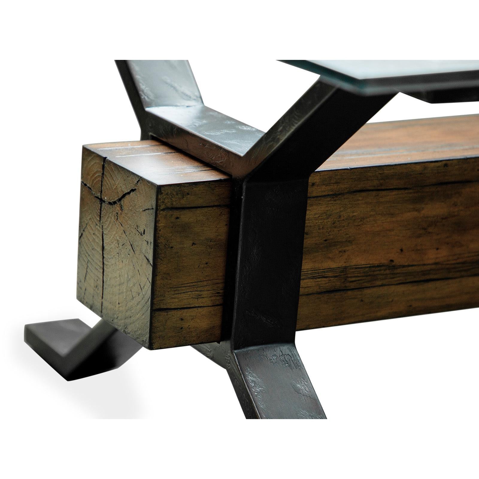 Magnussen Home Sawyer Toasted Nutmeg And Smoked Iron Rectangular Cocktail Table
