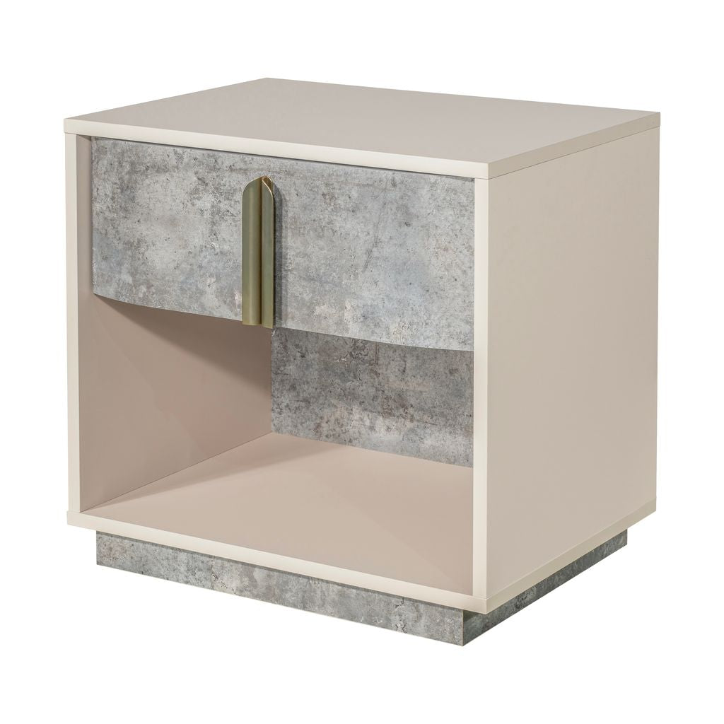 Michael Amini Pavira 1-Drawer Nightstand with LED Lights - Stone