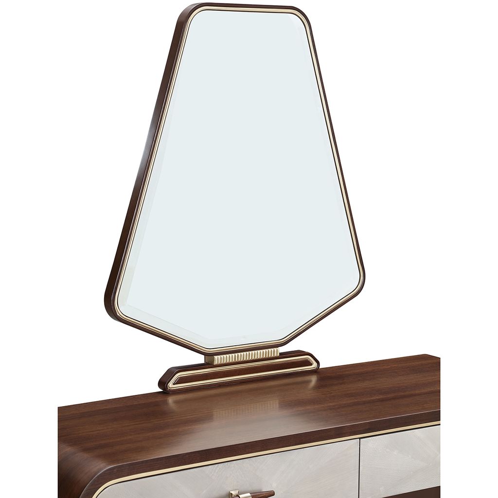 Michael Amini Houston Vanity Table with Mirror - Walnut