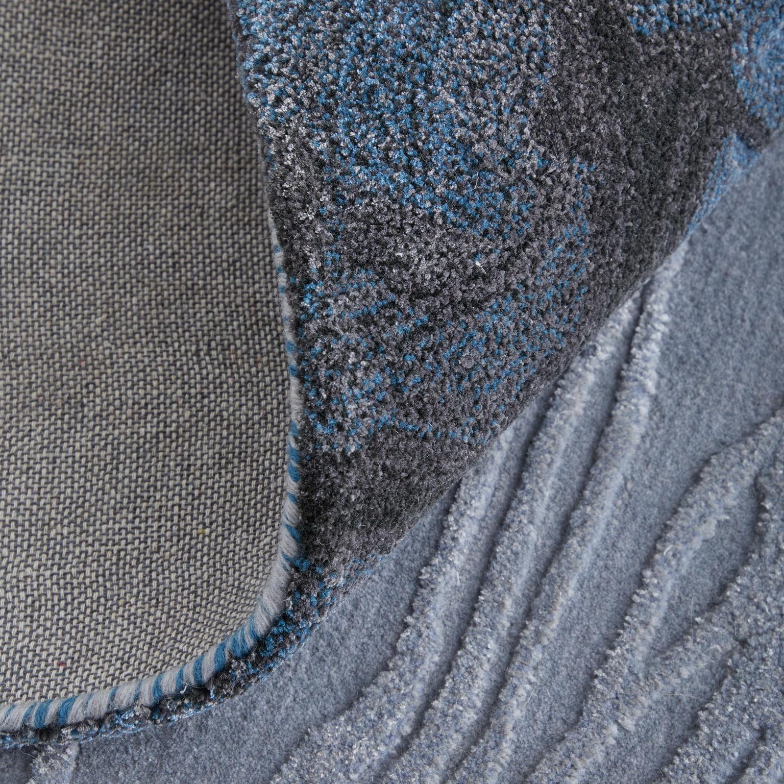 Feizy Kawai 8983F Modern Abstract Rug in Blue/Black/Gray