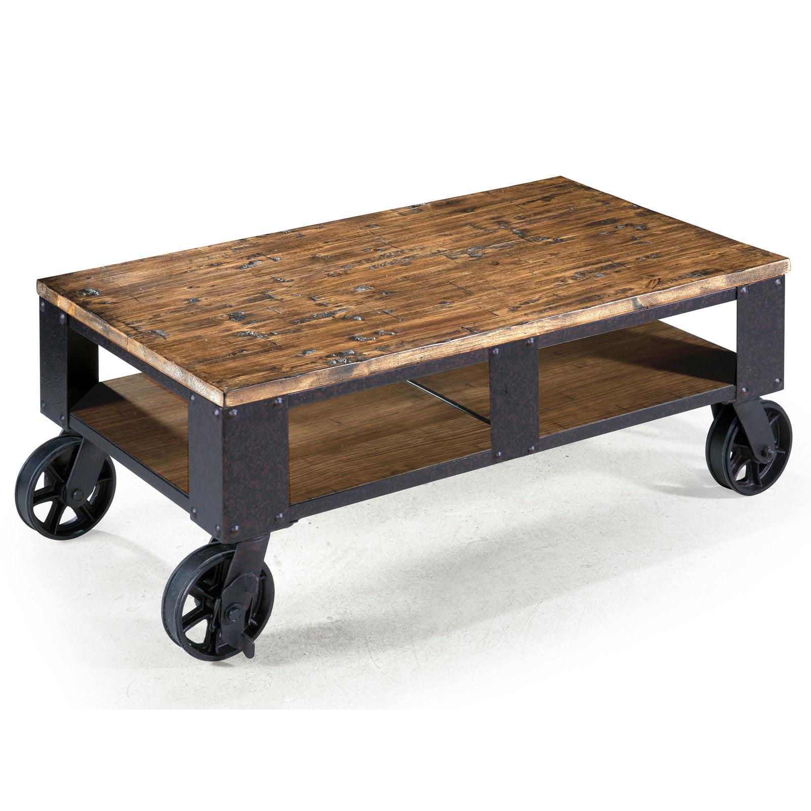 Magnussen Home Pinebrook Distressed Natural Pine Rectangular Cocktail Table