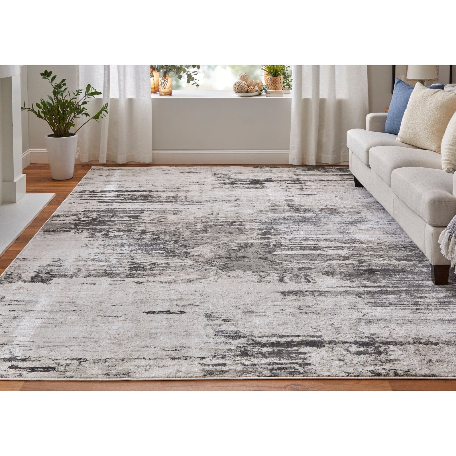 Feizy Prasad 39N9F Modern Abstract in Ivory/Gray/Taupe