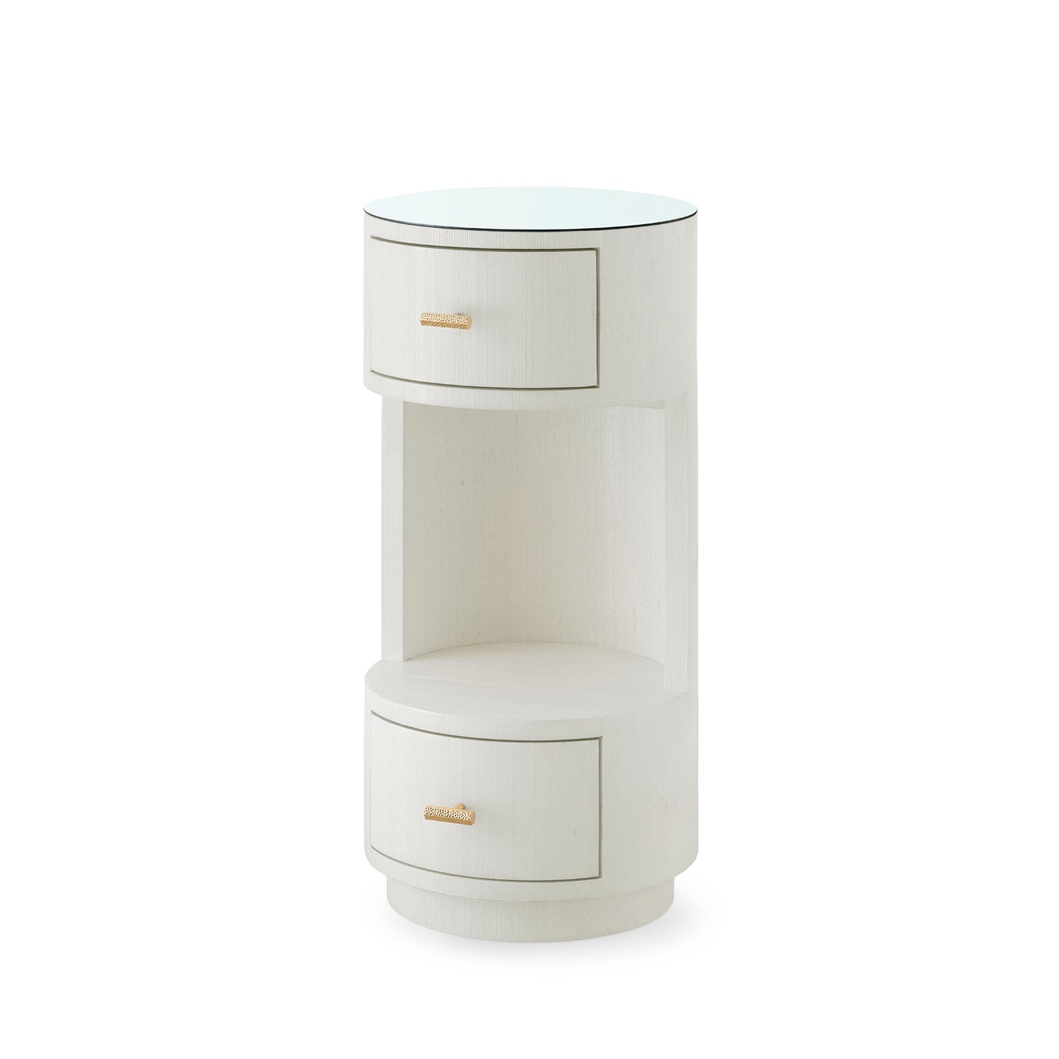 Villa & House Aaron 2-Drawer Side Table with Glass Top