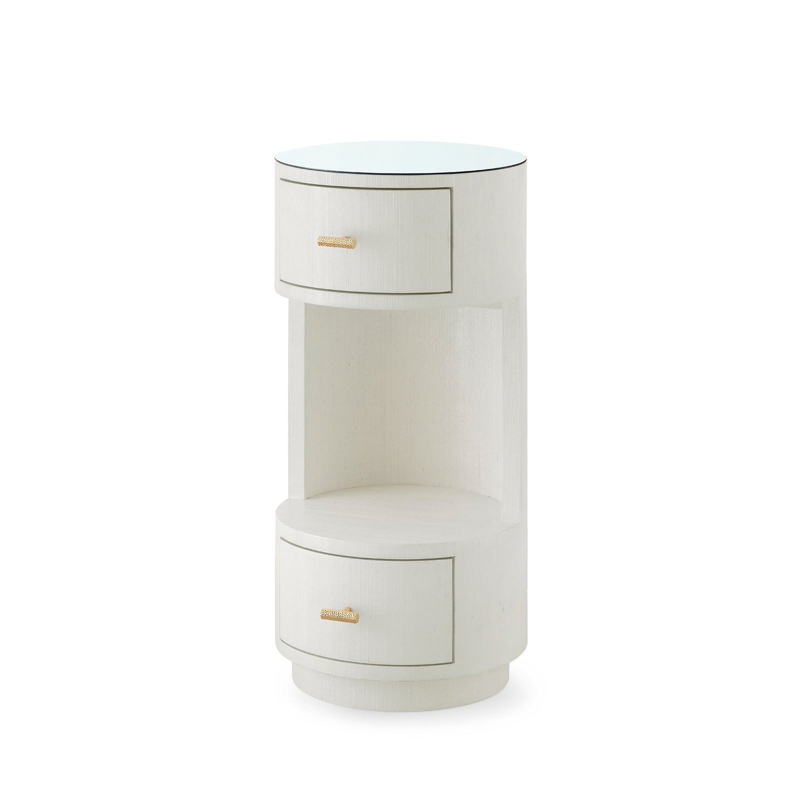 Villa & House Aaron 2-Drawer Side Table with Glass Top