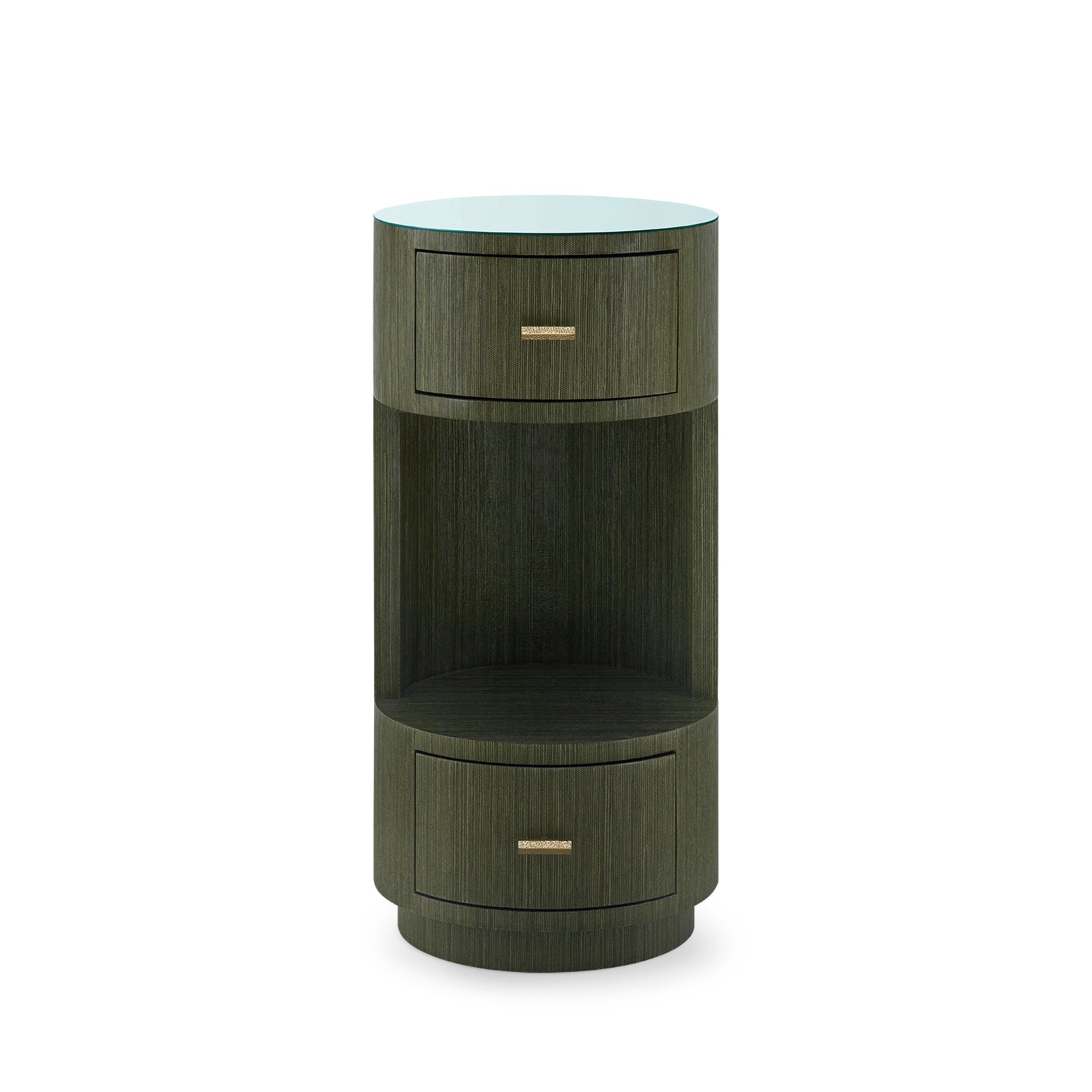 Villa & House Aaron 2-Drawer Side Table with Glass Top