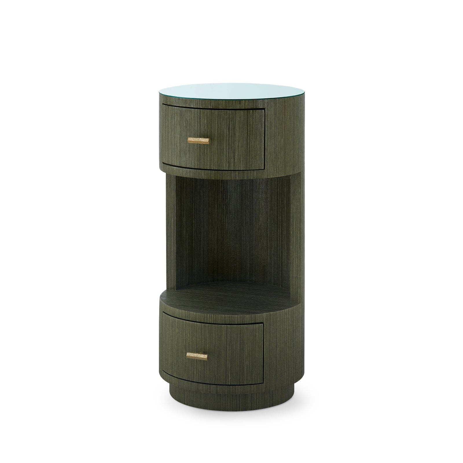 Villa & House Aaron 2-Drawer Side Table with Glass Top